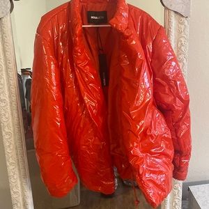 Red puffer jacket, brand new, size: XL